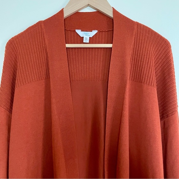 NWOT Time and Tru Orange Open Front Cardigan Sweater w/ Long Sleeves and… - Picture 2 of 11